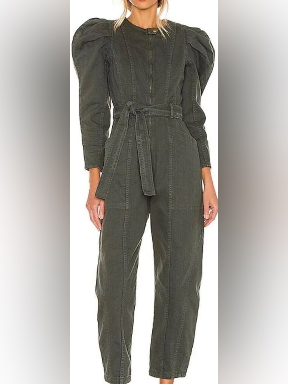 Olive Green Utility Jumpsuit with Tie Waist